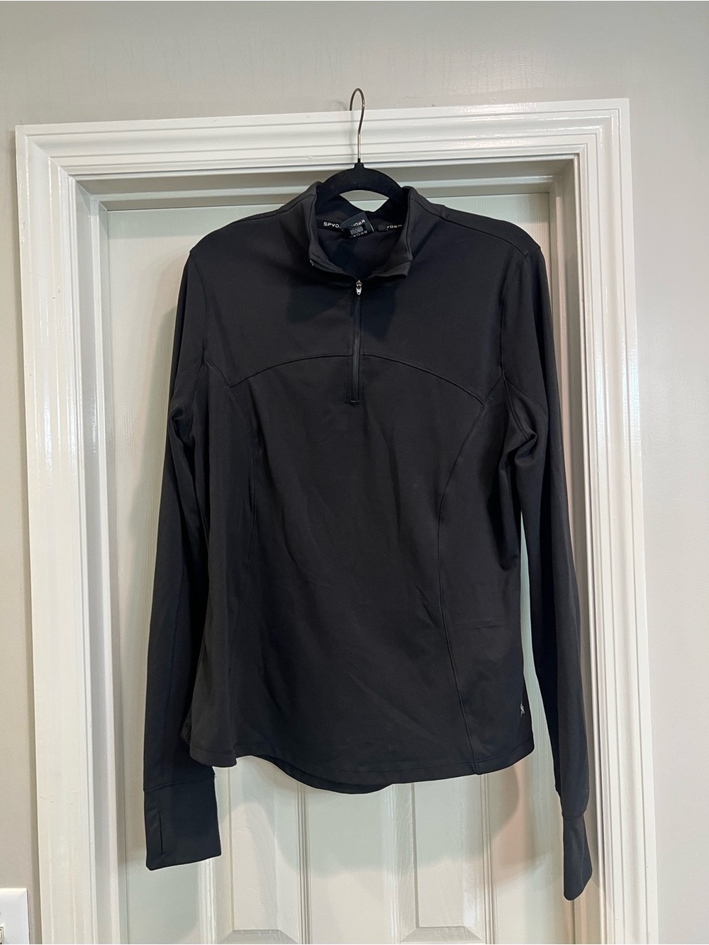 Spyder Active Black Quarter Zip Performance Pullover Thumbhole Top XL